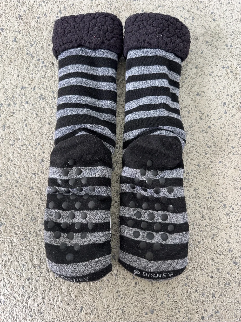 Disney Nightmare Before Christmas Jack Skellington black stripe fleece socks